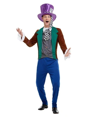 Mad Hatter Costume, Multi-Coloured, with Jacket, Trousers & Hat -