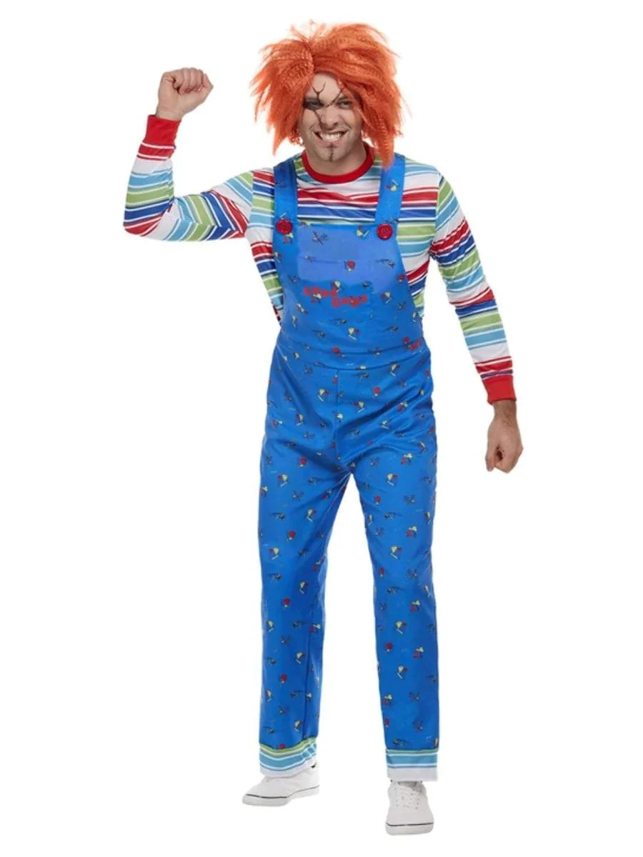 Chucky Costume, Blue, with Top & Printed Dungarees