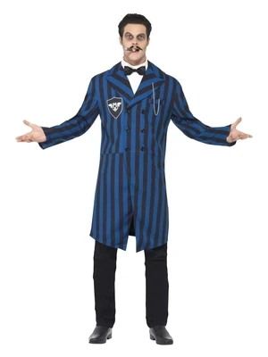 Duke of the Manor Costume, Blue, with Jacket, Mock Shirt & Bow Tie - LARGE