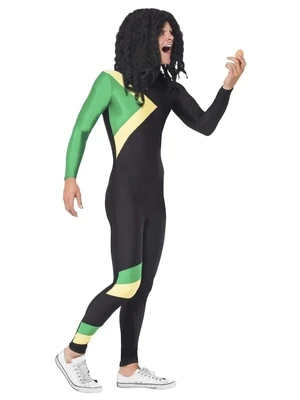 Jamaican Hero Costume, Black, with Jumpsuit