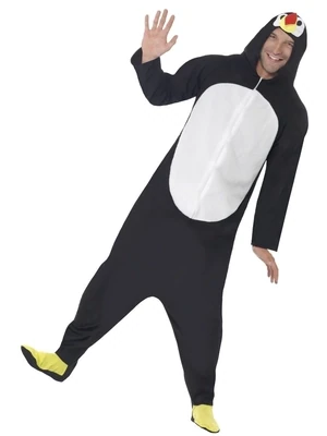 Penguin Costume, Black, with Hooded All in One