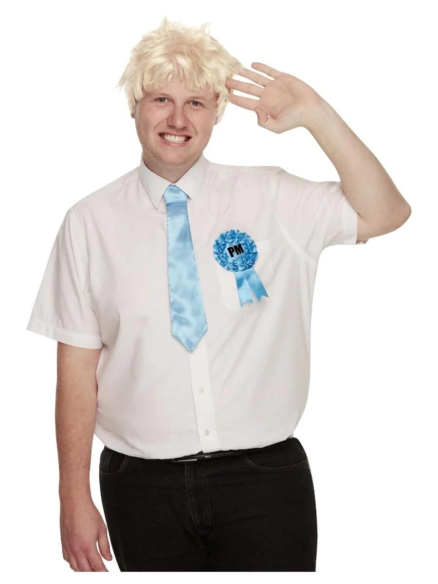 Posh Politician Kit, with Blonde Wig, Tie & Rosette Badge -boris