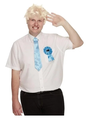 Posh Politician Kit, with Blonde Wig, Tie &amp; Rosette Badge -boris