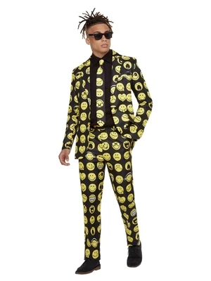 Smiley Stand Out Suit, Yellow & Black, with Jacket, Trousers & Tie.
