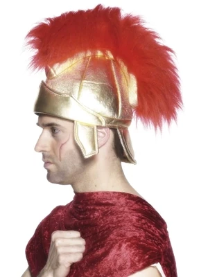 Roman Soldiers Helmet, Gold, with Plume