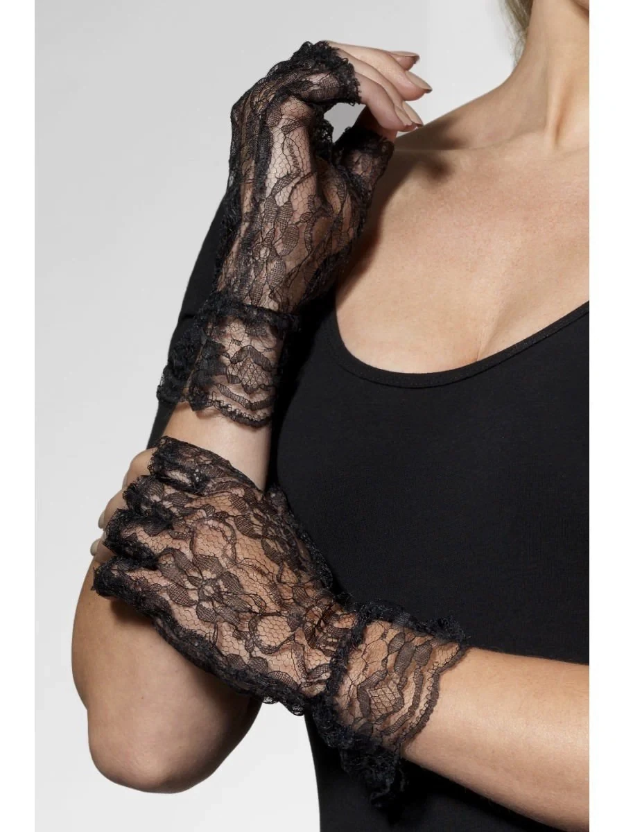 Lace Gloves Black  (finger-less)