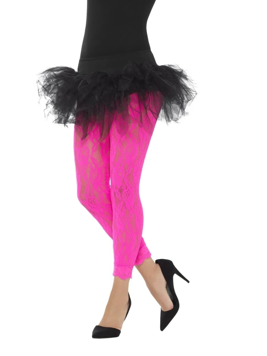 80s / 90s Lace Leggings, Neon Pink