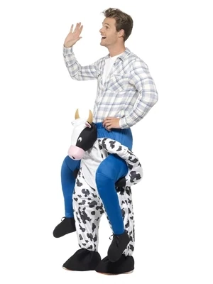 Piggyback Cow Costume, Black, One Piece Suit with Mock Legs