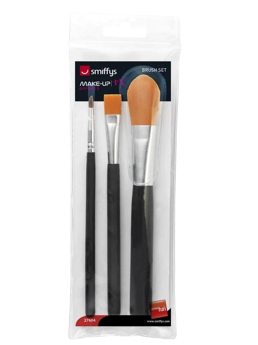 Make-Up FX Essentials, Black, Cosmetic Brush Set, Pack of 3 Styles