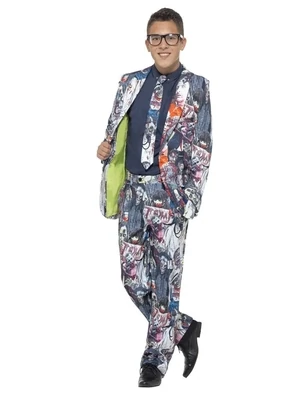 Zombie Suit, Multi-Coloured, with Jacket, Trousers & Tie