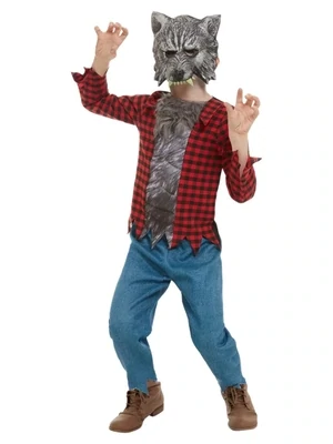 Werewolf Costume, Red, with Top, Trousers & EVA Mask