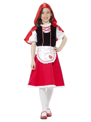Red Riding Hood Girl Costume, Red, with Dress & Hooded Capelet