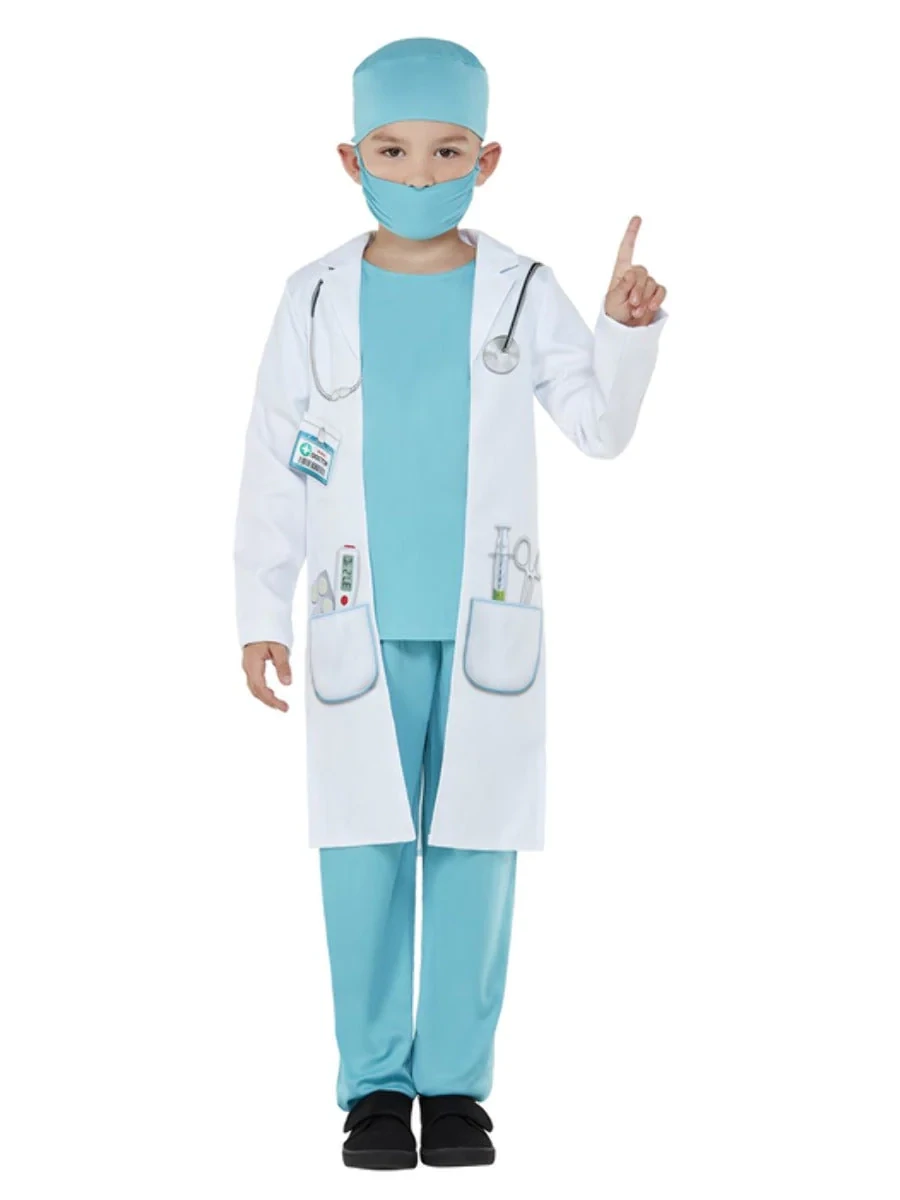 Doctor Costume, Blue, Coat, Hat & Facemask