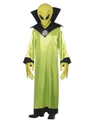 Alien Lord Costume, Green, with Robe, Mask and Hands -Medium