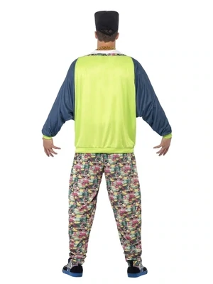 80s Hip Hop Costume, Patterned, with Jacket, Trousers &amp; Hat - One Size