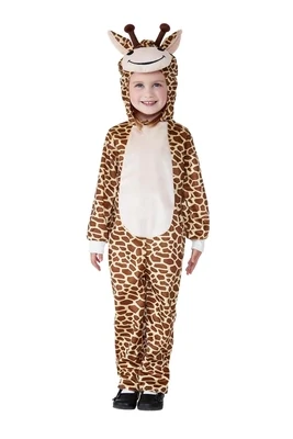 Toddler Giraffe Costume, Brown, with Hooded Jumpsuit