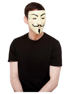 Vendetta - Guy Fawkes Mask, Cream, with Elastic Strap - bank robber