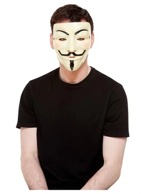 Guy Fawkes Mask, Cream, with Elastic Strap