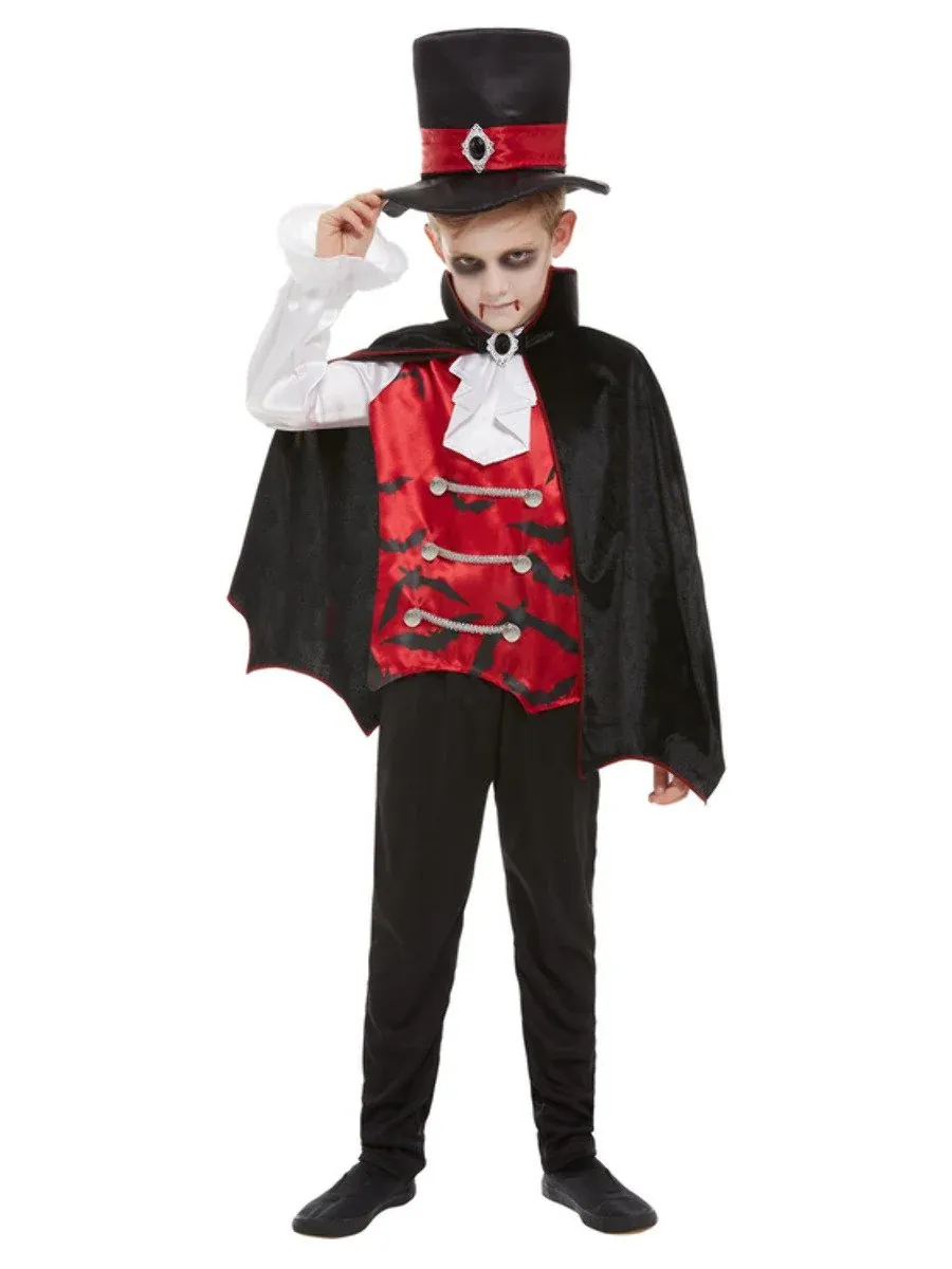 Vampire Costume, Black, with Top, Cape &amp; Hat ( Large )