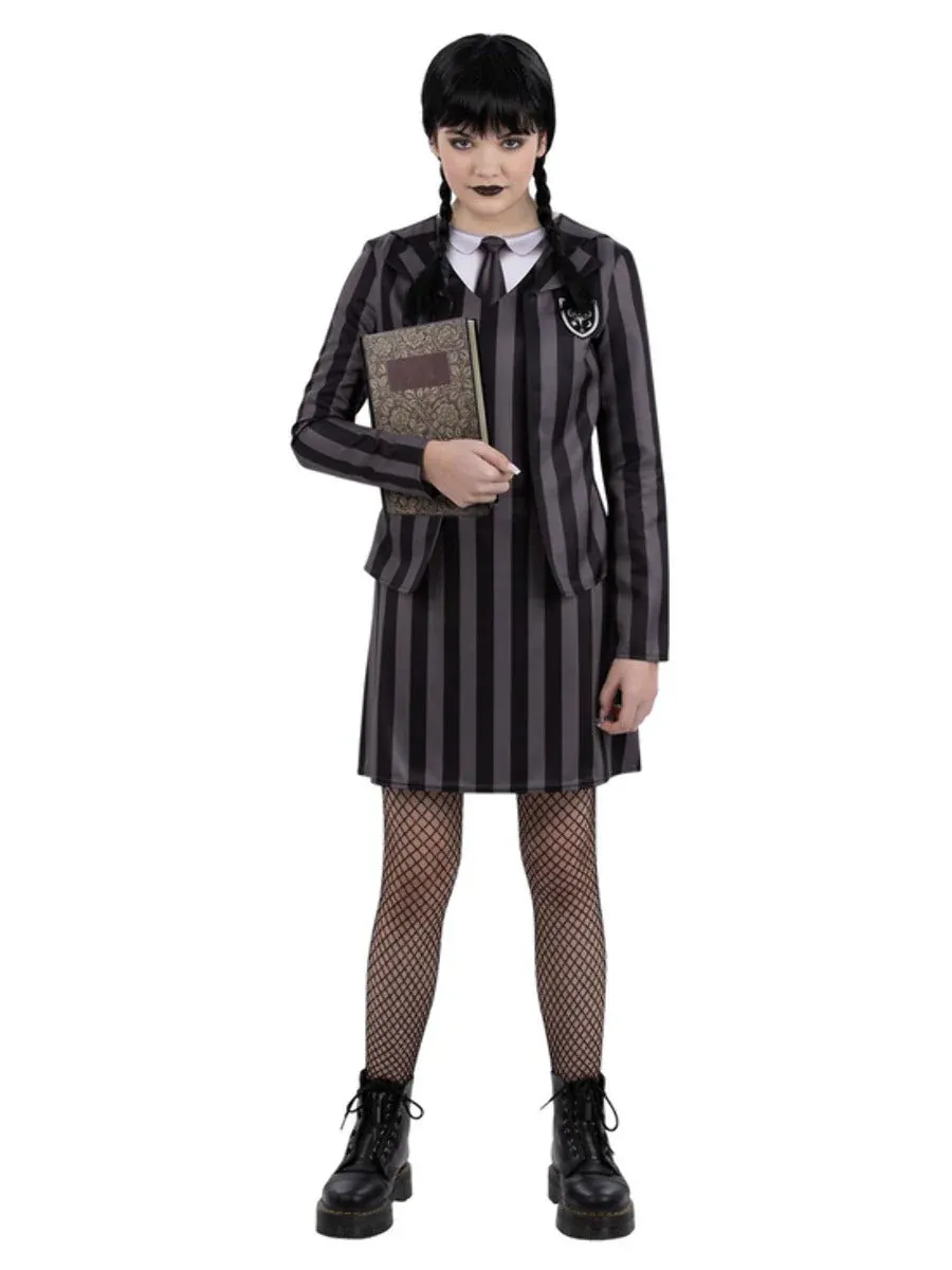Gothic School Uniform Costume, Dress with Mock Jacket, Shirt &amp; Tie