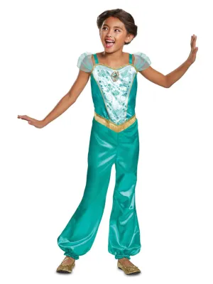 Aladdin Jasmine Classic Costume, Jumpsuit with Cameo - ( Medium ) 7 to 9 years - Disney Princess