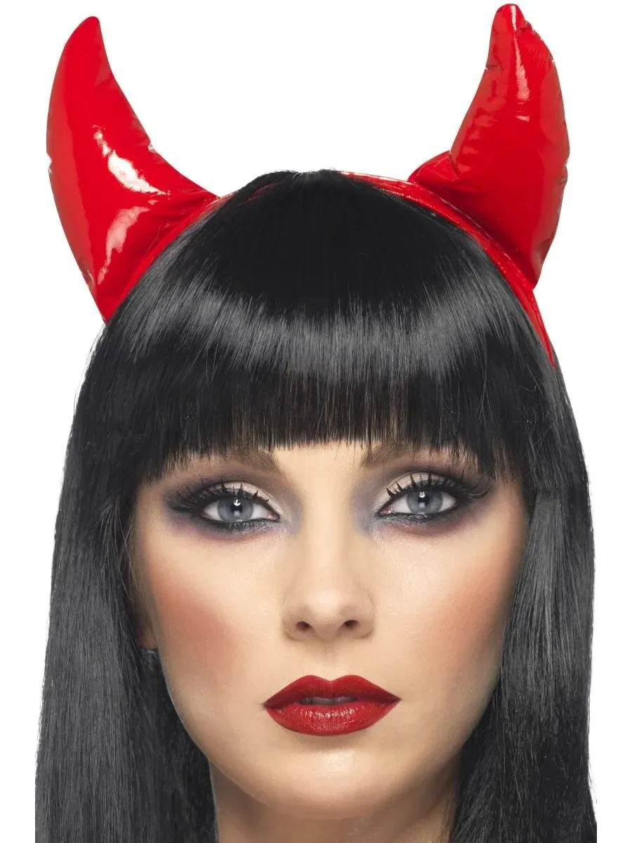 Devil Horns, Red, on Headband