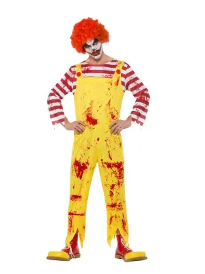Kreepy Killer Clown Costume, Yellow &amp; Red, with Jumpsuit