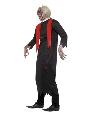 Zombie High Priest Costume, Black, with Tunic &amp; Cross Necklace