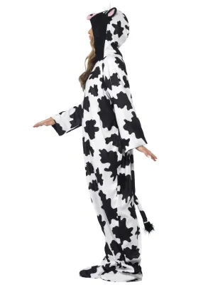 Cow Costume, Black &amp; White, with Hooded All in One - (Medium )