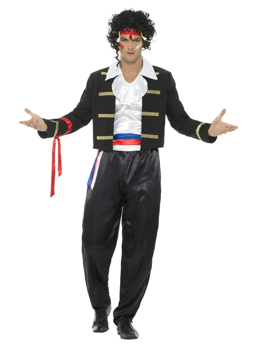 New Romantic Costume, Black, with Jacket, Trousers, Mock Shirt &amp; Headband - 80s , 90s