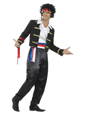 New Romantic Costume, Black, with Jacket, Trousers, Mock Shirt &amp; Headband - 80s , 90s