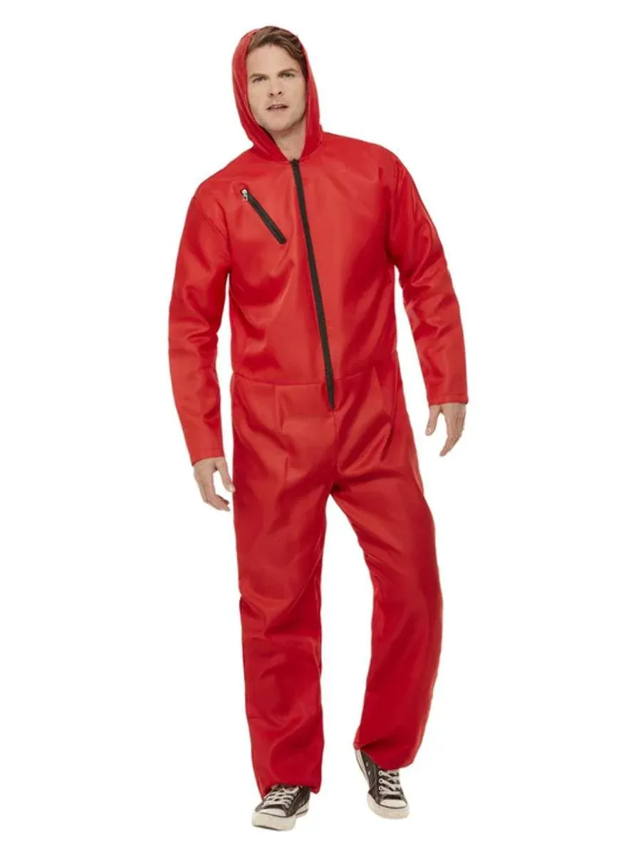 Bank Robber Jumpsuit, Red, with Zipped All in One