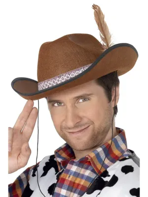 Dallas Hat, Brown, cowboy ,Felt with Feather