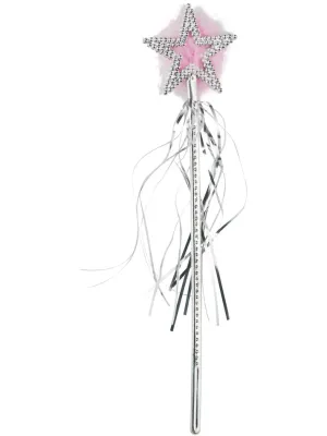 Wand - Star Wand, Silver Marabou and Tinsel