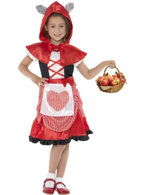 Miss Hood Costume, Red with Dress and Hooded Cape with Attached Wolf Ears - Medium Age 7 to 9 years ONLY