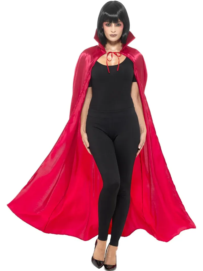 Satin Devil Cape, Red 144cm - 57in