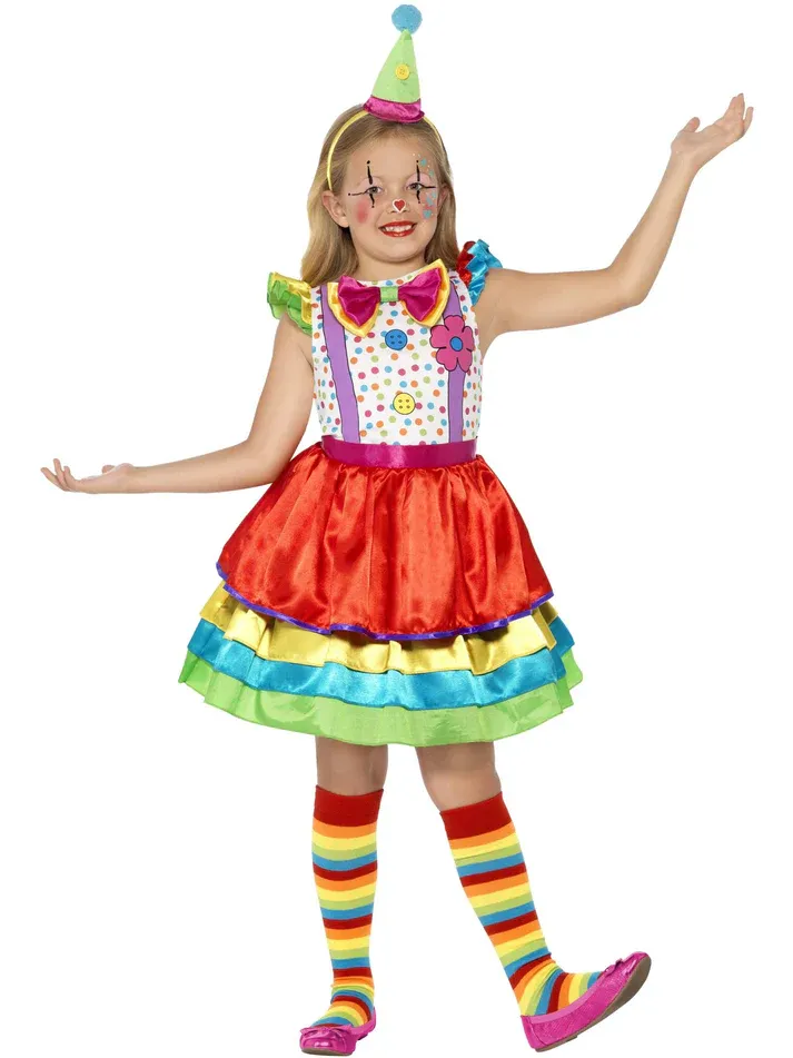 Deluxe Clown Girl Costume, with Dress and Hat