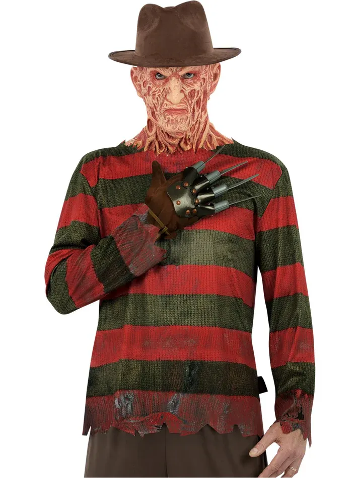 A Nightmare On Elm Street, Freddy Krueger Costume Printed Top, Glove &amp; Hat