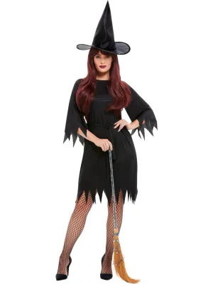 Witch Costume, Black with Dress, Belt &amp; Hat  ( Large)