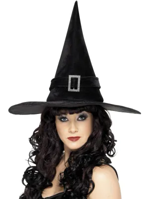 Witch Hat, Black with Diamante Buckle