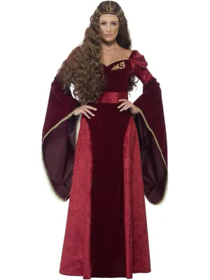 Medieval Queen Costume, Red with Dress, Belt &amp; Headpiece
