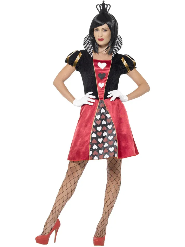Queen Costume, Red with Dress, Crown &amp; Gloves