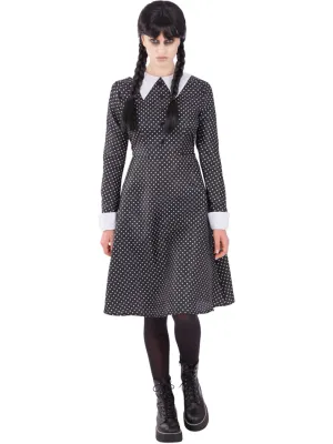 Gothic School Girl Costume Spotted Dress - Adult
