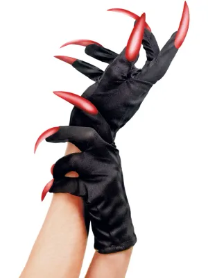 Gloves, Black with Glitter Nails