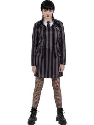Gothic School Uniform Costume Dress with Mock Jacket, Shirt &amp; Tie - TEEN Size