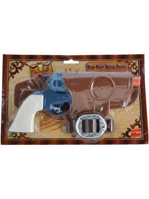 Cowboy - Western Water Pistol, Single Blue Gun, 25x13cm with Holster and Belt PVC