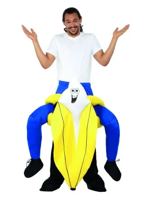 Piggyback Banana Costume, Yellow, One Piece Suit with Mock Legs - One Size - Ride on Piggyback Banana Costume, Yellow, One Piece Suit with Mock Legs - One Size - Ride on