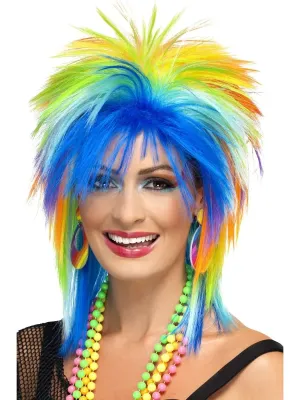 80s Rainbow Punk Wig, Multi-Coloured