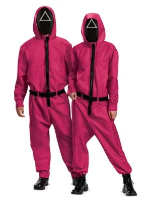 Squid Game Triangle Guard Costume, Jumpsuit, Belt &amp; Mask - Medium