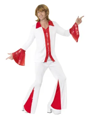 Super Trooper Male Costume, White & Red, Shirt and Trousers Super Trooper Male Costume, White & Red, Shirt and Trousers